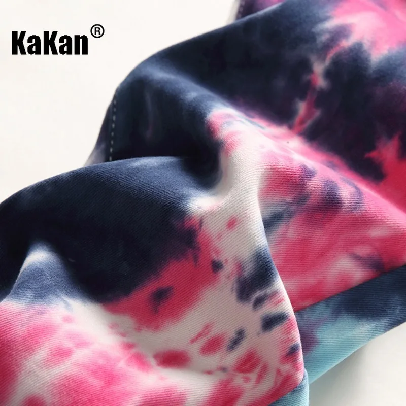 Kakan - European and American Tie Dyed Colorful Binfen Jeans for Men, Original and Personalized Elastic Long Jeans K87-F539
