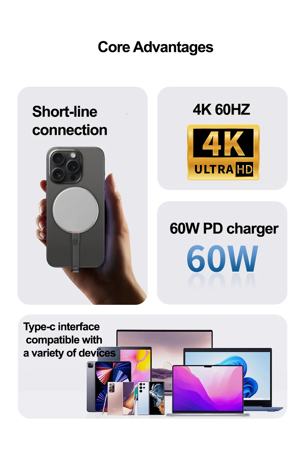 20Gbps Schnelles C-T-C-Kabel Typ-C Datenkabel Motorrad-Elektronikzubehör Kurzes Flachkabel 20G Geeignet für iPhone15Pro Max – Detail 4