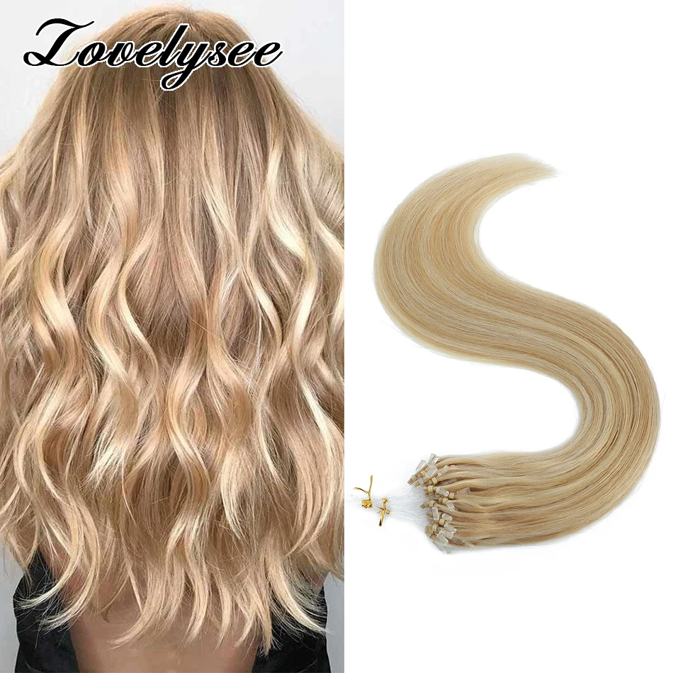 Micro Loop Human Hair Extensions 50Strands/Pack Brazilian Straight Keratin Remy Hair Natural Fusion Extensions For Women