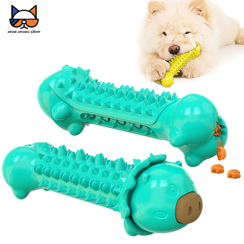 Meows Dog Chew Toys Cute Pig Leak Food For Teeth Cleaning Snacks
