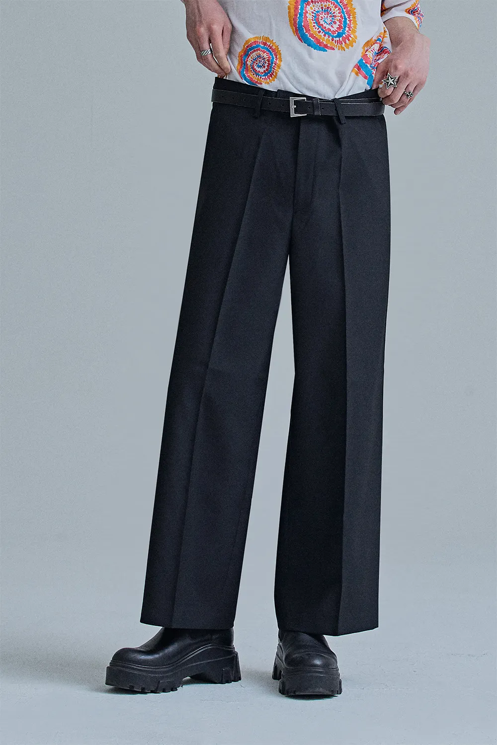 Description Picture 4 of itemMen's Trousers Spring And Autumn New Solid Color Simple Fashion High Waist Large Size Loose Trousers