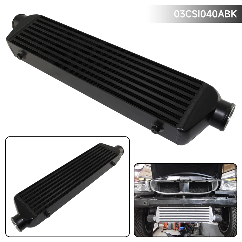 

2.5" In/Outlet Front Mount Universal Bar&Plate Intercooler 550*140*64 FMIC Black/Silver
