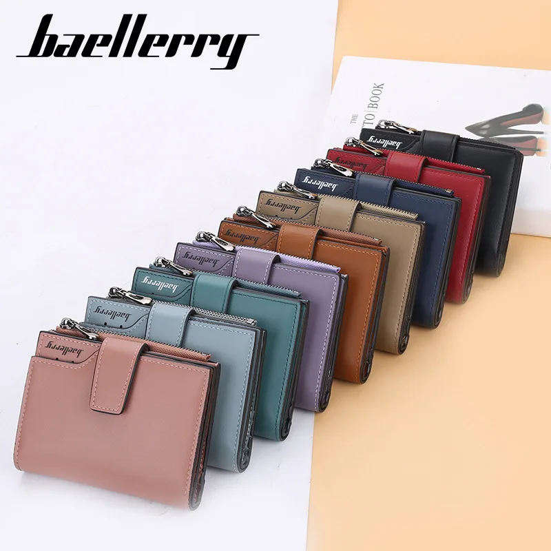 

High Quality Women's Short Wallet Multi Card Slot Card Holder Zipper Buckle Female Coin Purse Folding Wallets