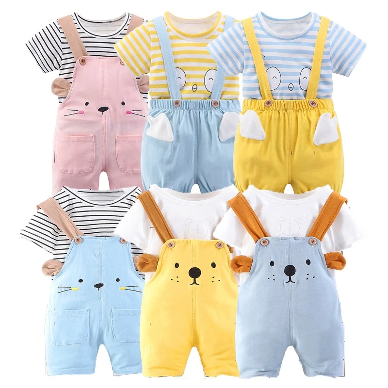 Newborn Baby Boy Clothes Summer Short Sleeved Tshirt + Shorts Overalls Suit Infant Unisex Casual Cartoon Sets  Baby Girls Outfit baby clothing set line