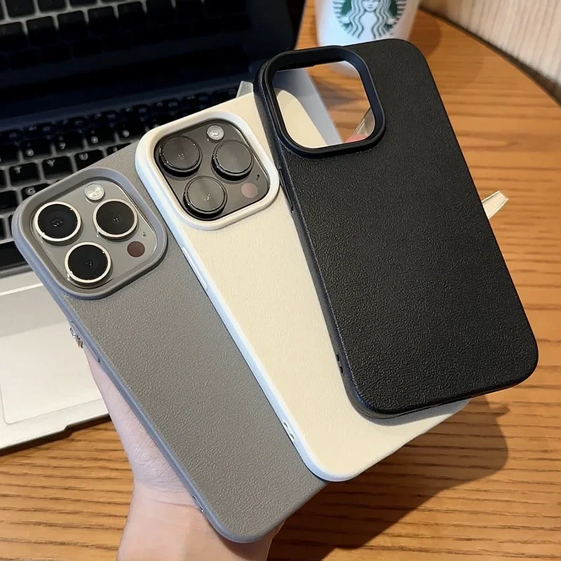 Luxury Matte Soft Leather Candy Phone Case - Shockproof Silicone Bumper Cover