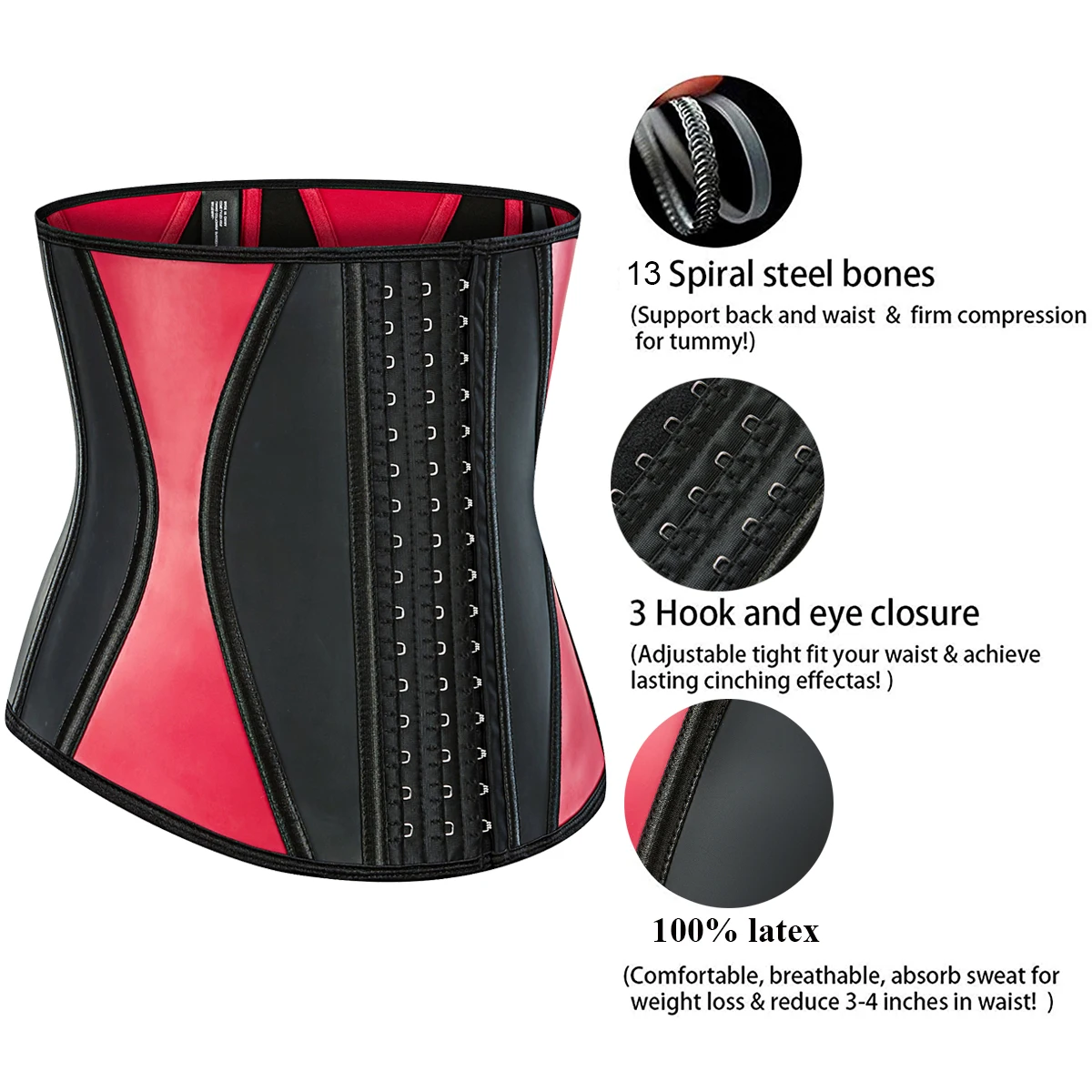 Body Shapewear Women Latex Waist Trainer Corset Slimming Belt Belly Sheath  Modeling Strap Colombian Girdles Zipper Steel Boned