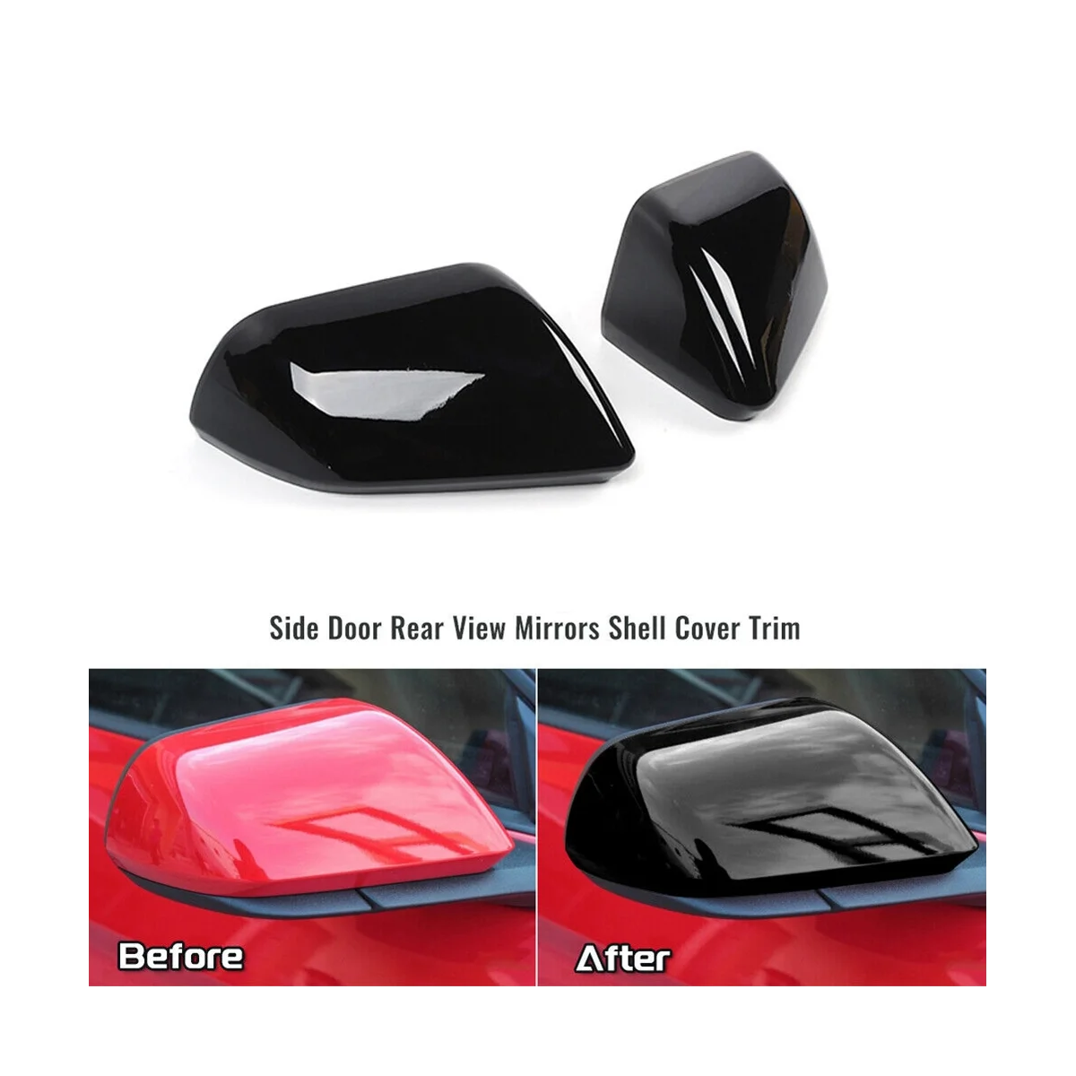 

ABS Black Side Door Rearview Mirror Cover Trim Shells Cap for Ford Mustang 2015-2020