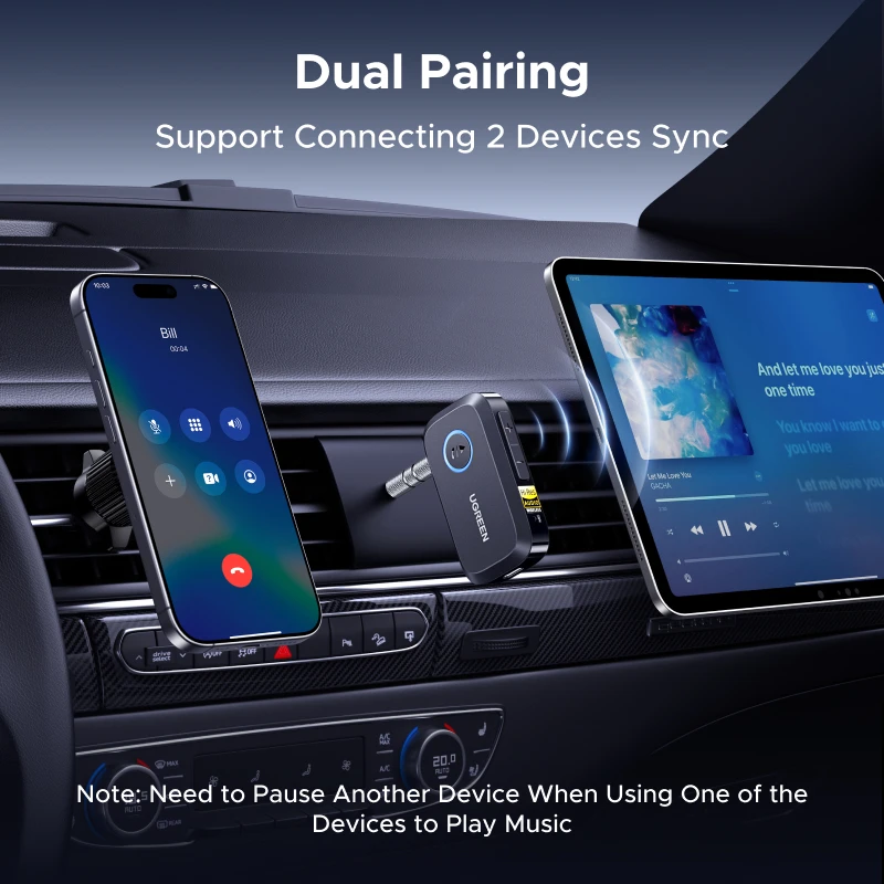 UGREEN Bluetooth 6.0 Receiver with LDAC, Hi-Res Wireless Audio Adapter 3.5mm AUX Receiver for Speakers/Wired Speakers/Stereo