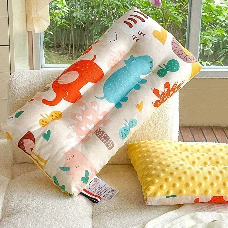 Oreiller de sommeil en duvet de haricot tout coton pour mère et enfants, noyau d'oreiller de dessin animé mignon, lavable, respirant, confortable, chaud