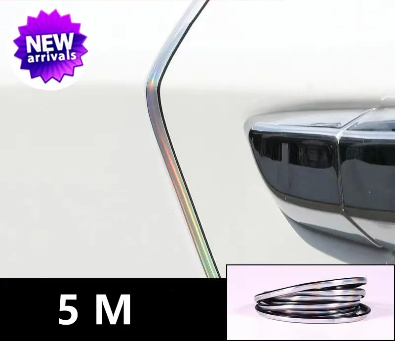 Silver Car Door Edge Scratch Protector - Chrome Bumper Trim Strip Exterior Moulding