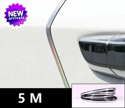 Silver Car Door Edge Scratch Protector - Chrome Bumper Trim Strip Exterior Moulding (Laser silver - 5M)