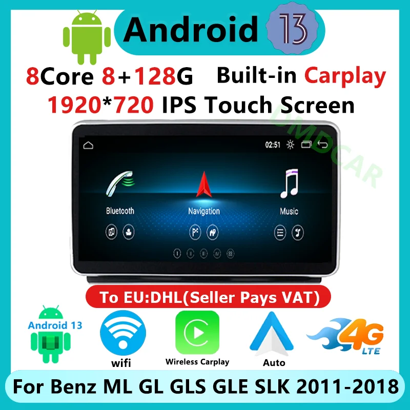 

8Core Android 13 System Carplay Car Radio Multimedia Video Player For Mercedes Benz ML W166/GL X166 GL SLK GPS Navigation Screen