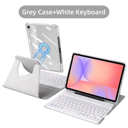 Enhanced Wireless Keyboard Case for Tablets - Smart and Sleek Design (Grey No Mouse)