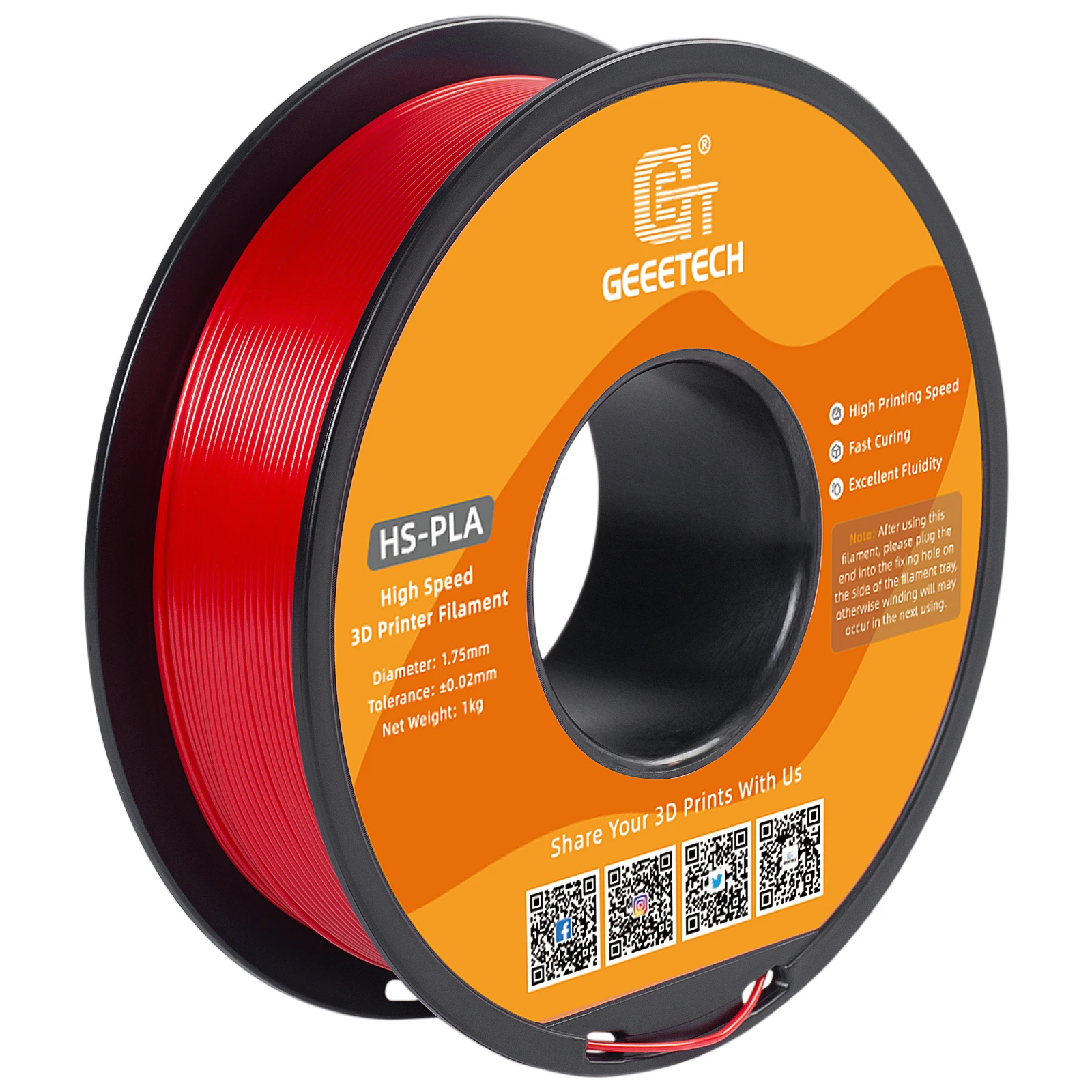 Geeetech-high Velocidade Pla 3d Printer Filament Melhor Visidez Rápida Cura e Velocidade de Impressão Maior Qualidade de Impressão 1kg 175 mm