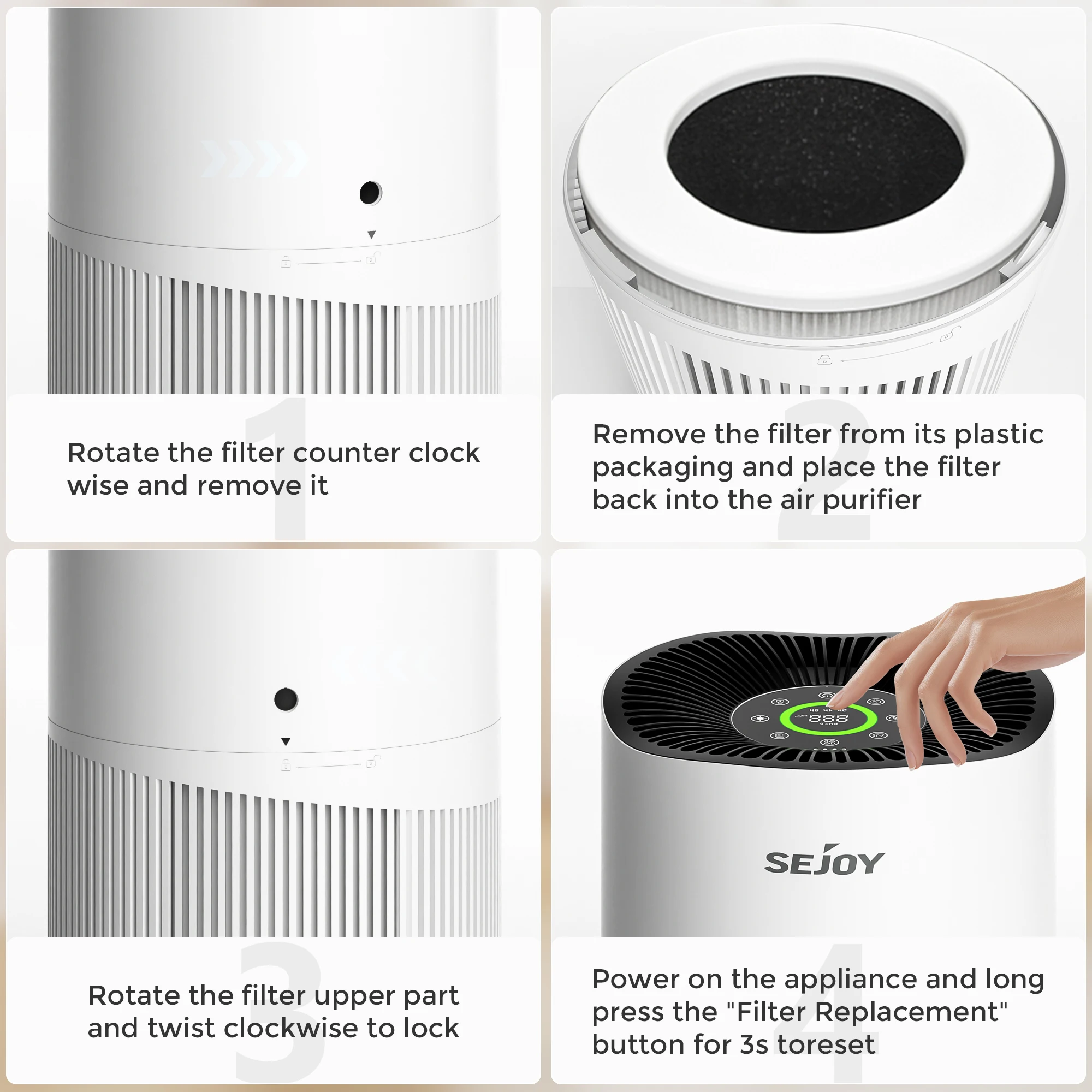 HEPA Air Purifier for Large Rooms for Household HEPA Filter Efficient Purifying Smoke, Pollen, Pet Dander, and Dust Air Purifier 6