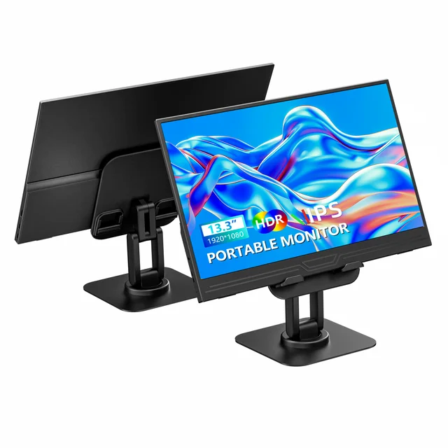 VEOUT 13.3inch Small Portable Monitor for Laptop, IPS 1080P USB HDMI Travel External Second Screen for Mac Phone PS5 Xbox Switch