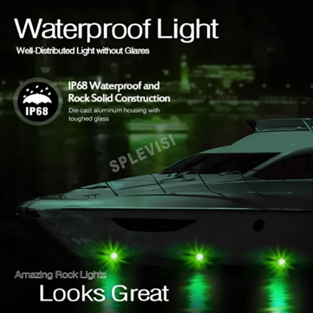 4x Submersible Led Boat Light Ip68 Waterproof Underwater Marine