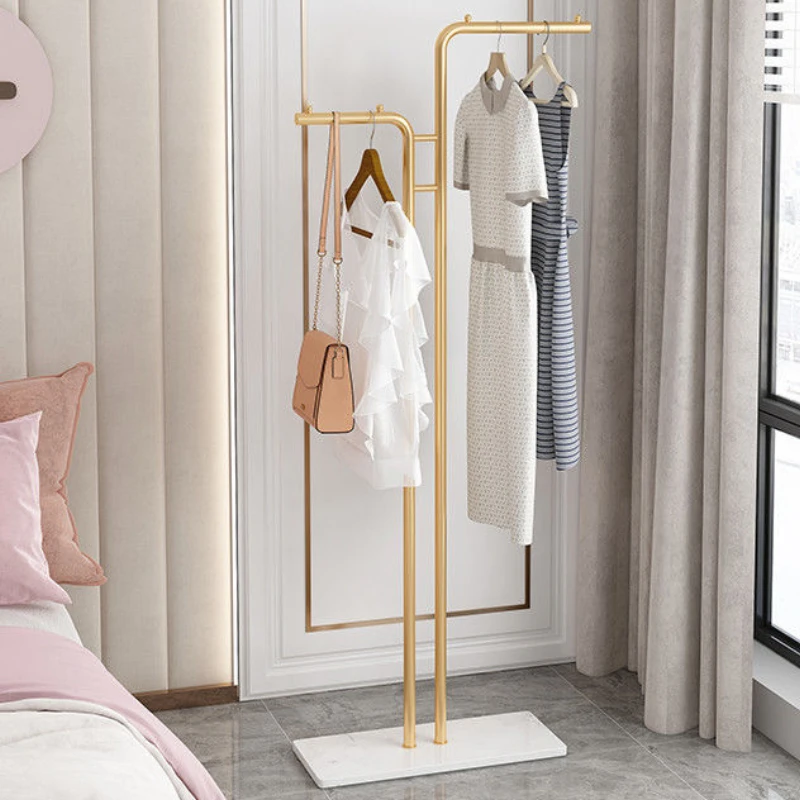 Nordic Marble Base Golden Clothes Hanger Quality Store Display Live Broadcast Dressing Hats Bags Storage Rack Bedroom Furniture