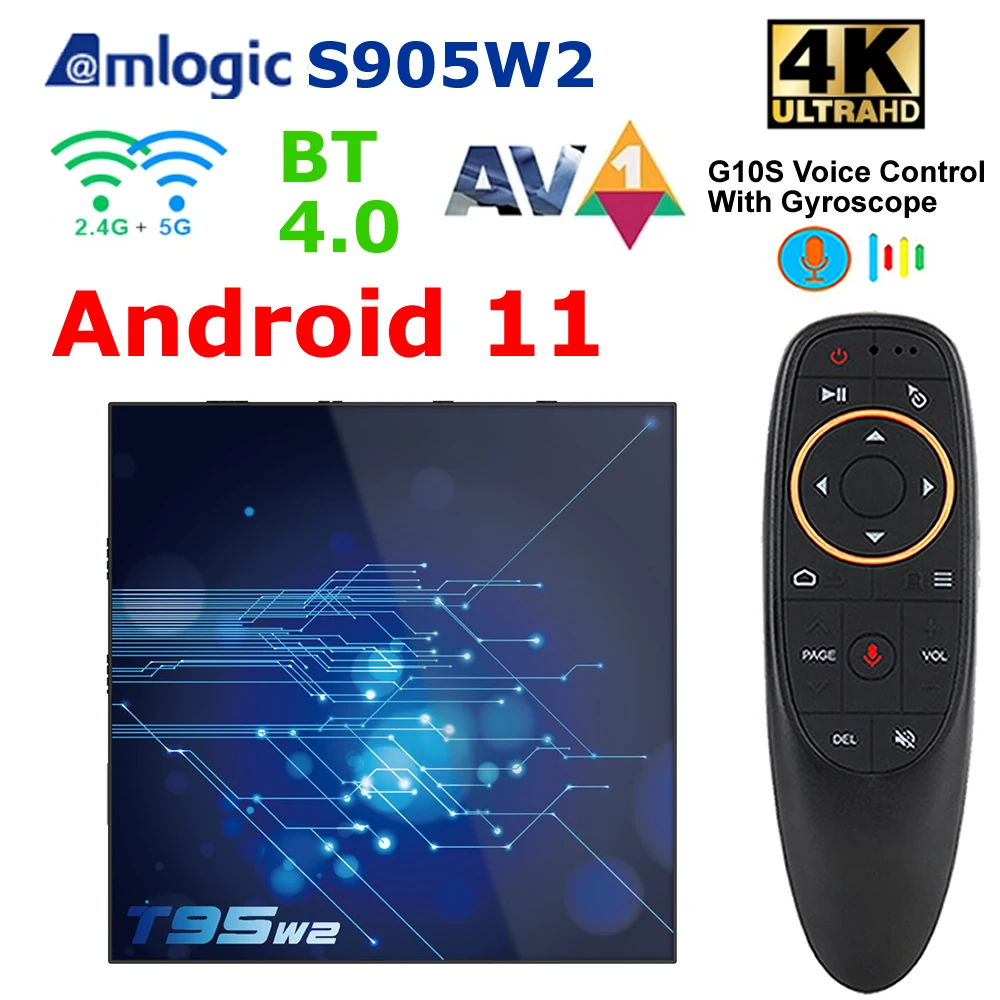 

T95W2 Smart TV Box Amlogic S905W2 Quad-core 4GB 64GB 32GB 4K HDR10+ Android 11.0 Set Top Box AV1 BT4.0 5G Dual WiFi Media Player