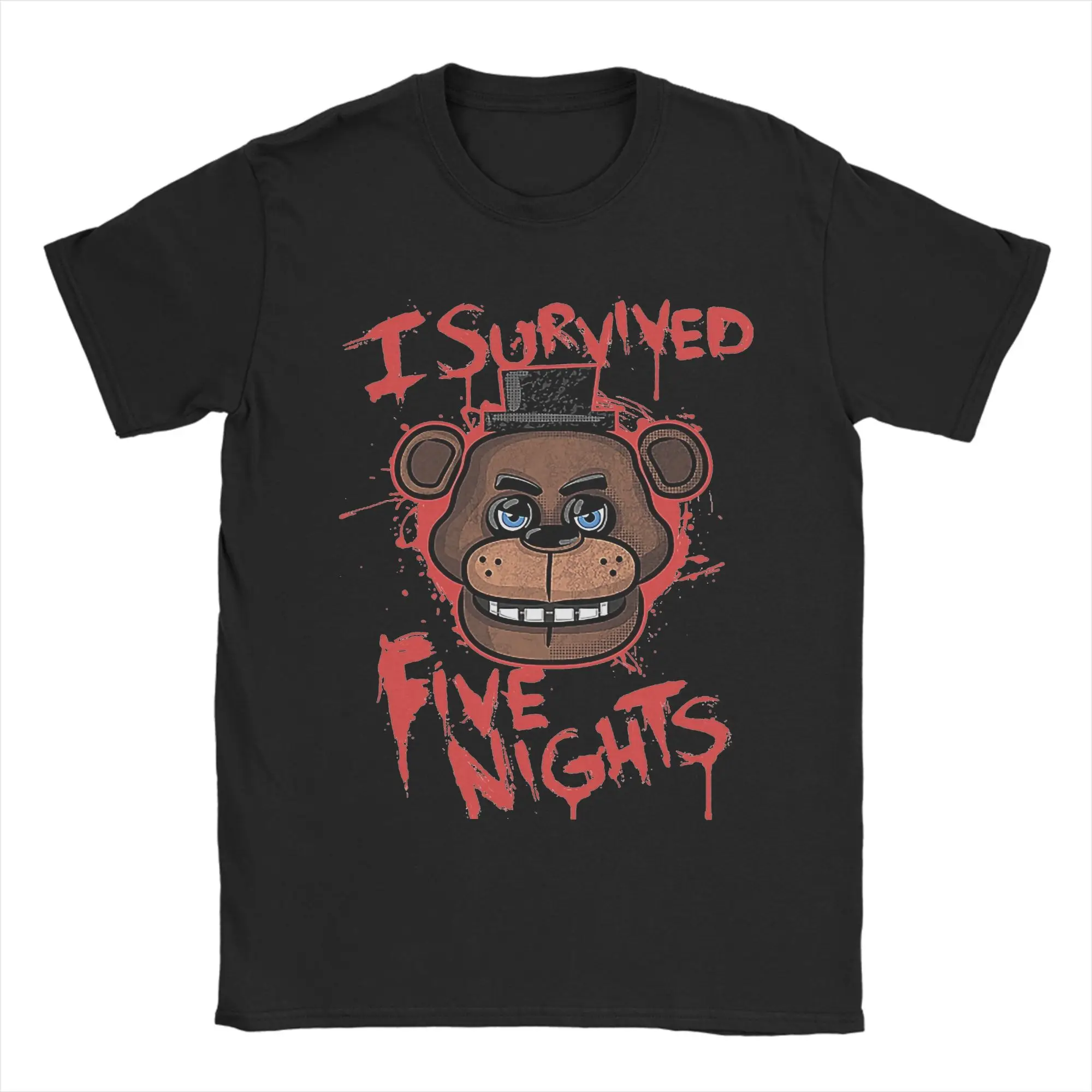 Men's Pure Cotton FNAF Freddy's Humor Crewneck T-Shirt - Short Sleeve Plus Size Top