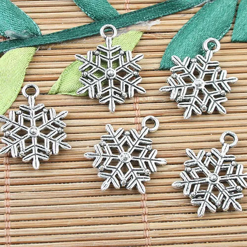 

17mm Tibetan Silver 2sided 17mm Snowflake Design Charms 40pcs EF0020 Charms for Jewelry Making