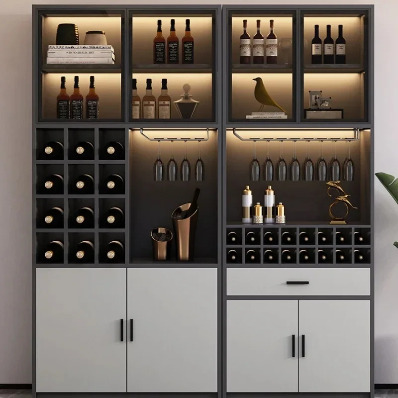Modern Living Room Furniture Stainless Steel Whiskey Wine Display Bar Cabinet
