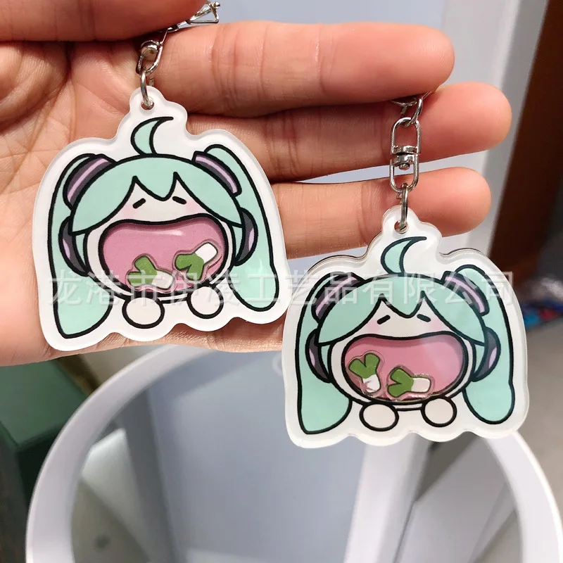 하츠네 미래 쉐이크 펜던트 키체인, 귀여운 녹색 양파 아크릴 애니메이션, 재미있는 만화 캐릭터 액세서리 선물 