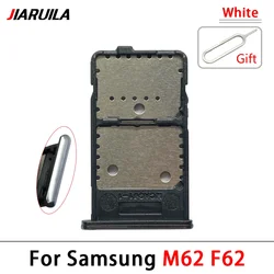 Dual SIM Card Holder Tray Adapter Replacement - Universal Compatibility (M62 F62 White)