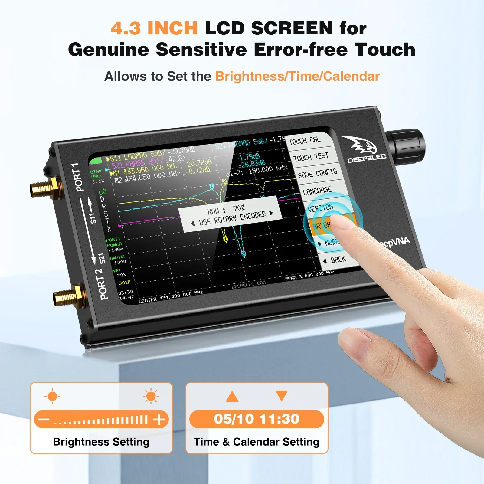 DeepVNA 101 Vector Network Analyzer 4.3 " IPS LCD Screen NanoVNA HF VHF UHF Analyzer Shortwave SWR Meter Plastic V3.2 +Demo Kit