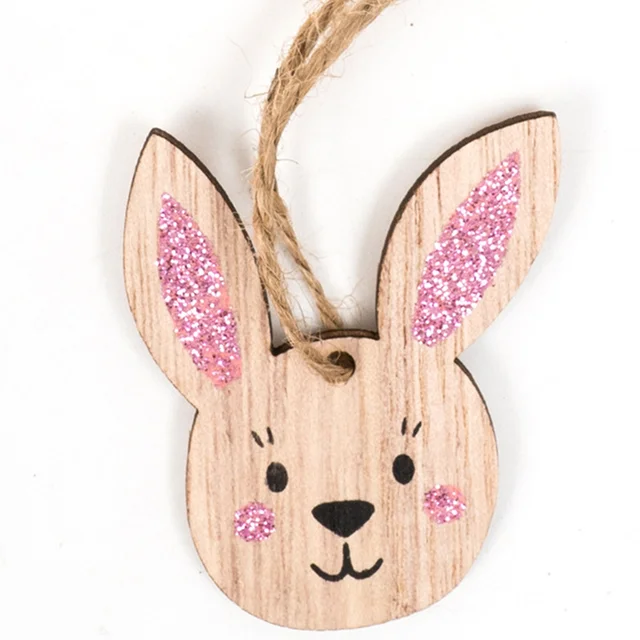 36 Pezzi Decorazioni Coniglietto Pasquale In Legno - Ciondoli Per Pasqua Con Cordino