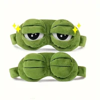 Cute Funny Sad Frog Sleep Mask (15×10cm) - 3D Movable Eye Plush Eye Mask, Soft & Breathable for Light Blocking,Ideal for Nap - Image 5