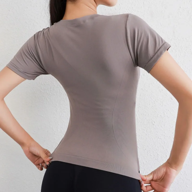 PofyBofy Quick-drying Crew Neck Short Sleeve Yoga Fitness Shirt Soft Breathable Gym Running Workout Tops for Women yoga top,yoga shirt,sports shirt