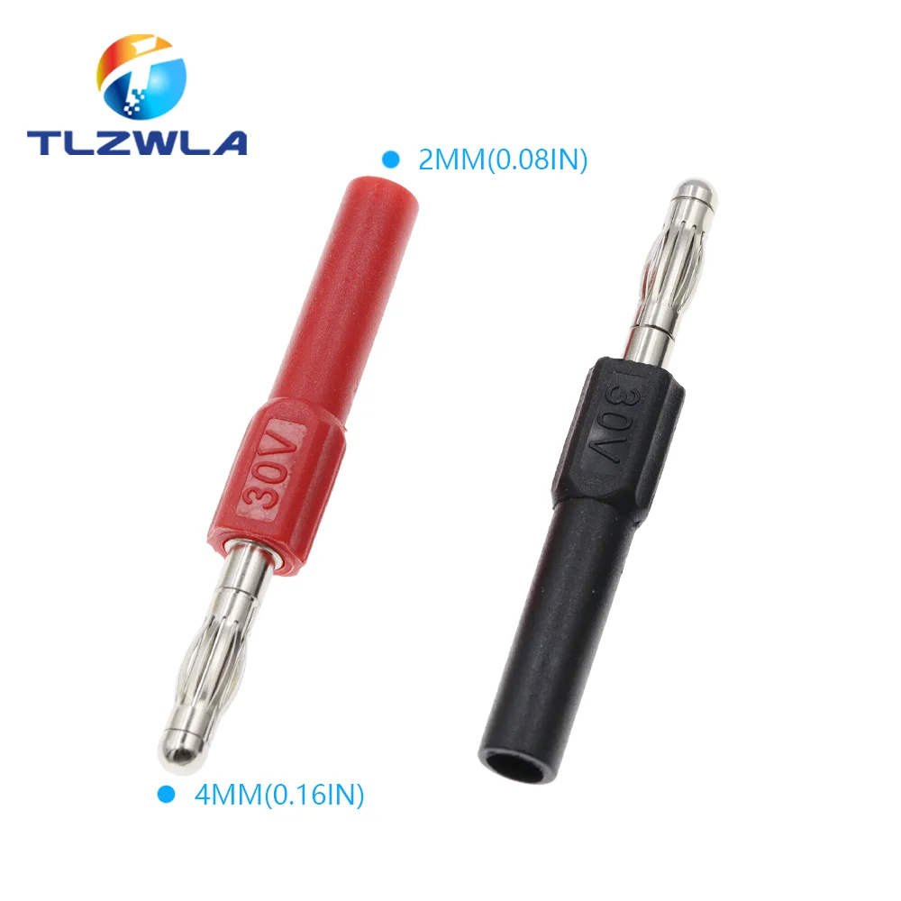 2PCS Vergoldung 30V 4MM Bananen Stecker Auf 2MM Buchse 4MM Weibliche Loch Auf 4MM männlichen Kopf Stecker Adapter – Detail 10
