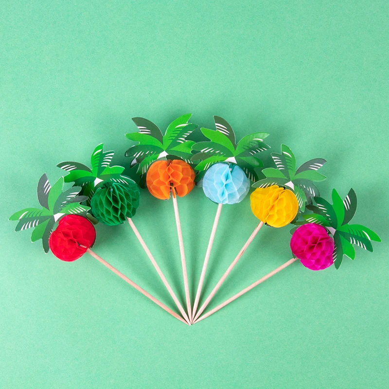 Hawaiian Luau Assorted Picks Tropical Cocktail Bamboo Toothpicks