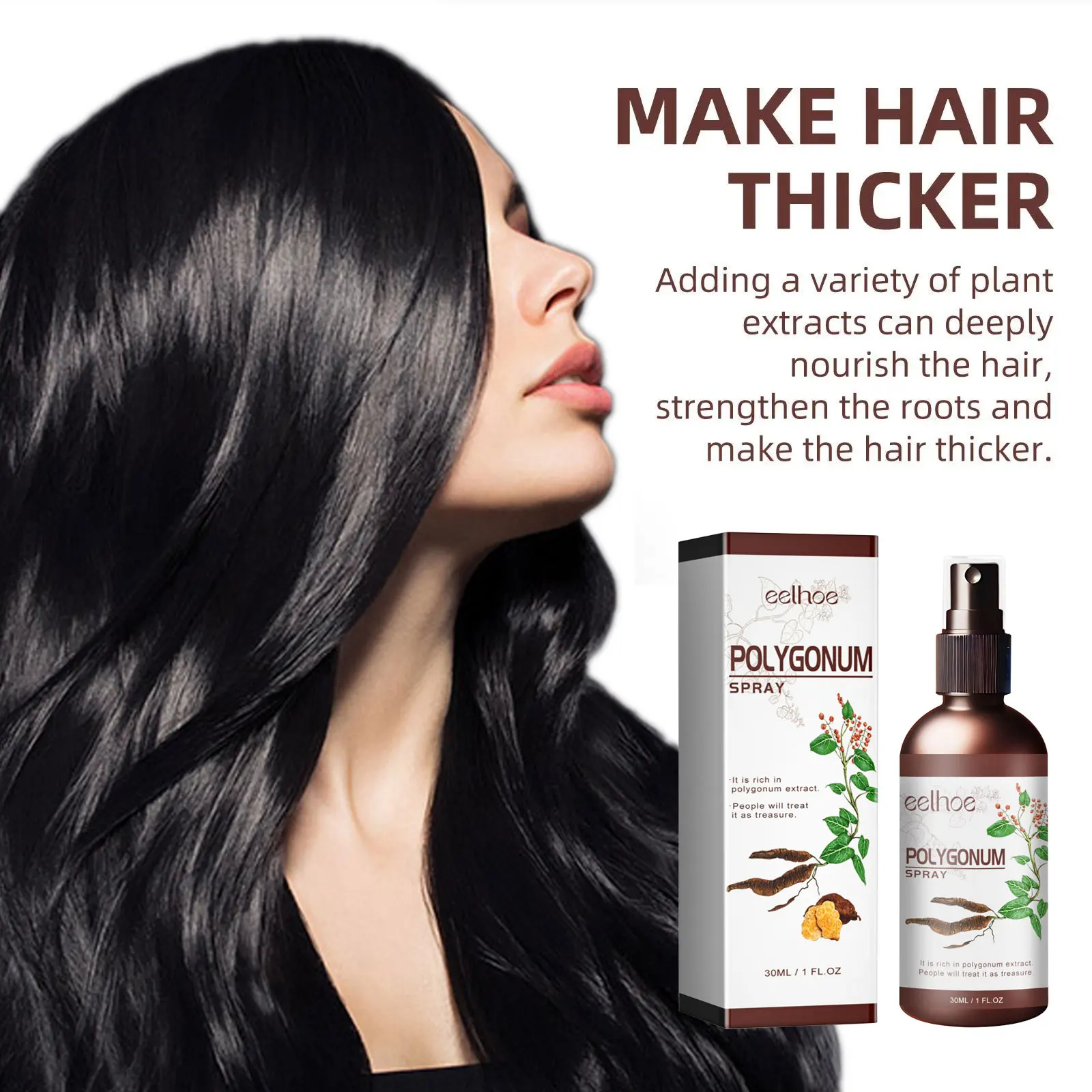 EELHOE Black Spray for Hair Dye Polygonum Multiflorum White to Black Serum Scalp Treatment White Hair Cover Care Products