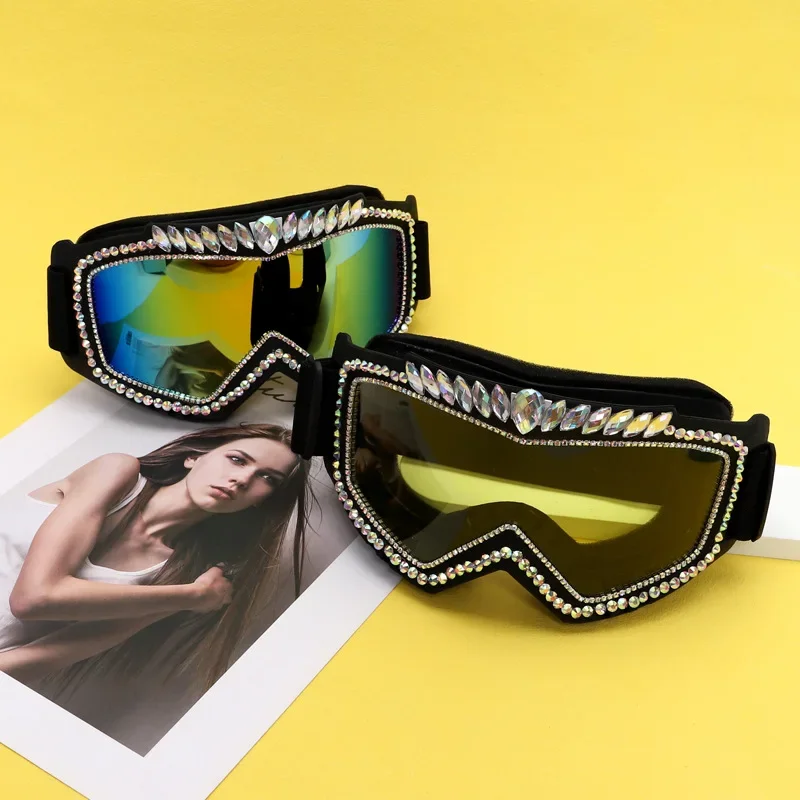 

Luxury Steampunk Diamond Sunglasses Men Goggles Oversized Punk Rhinestone Sun Glasses Women Female Sports Bicycle Eyewear Shades