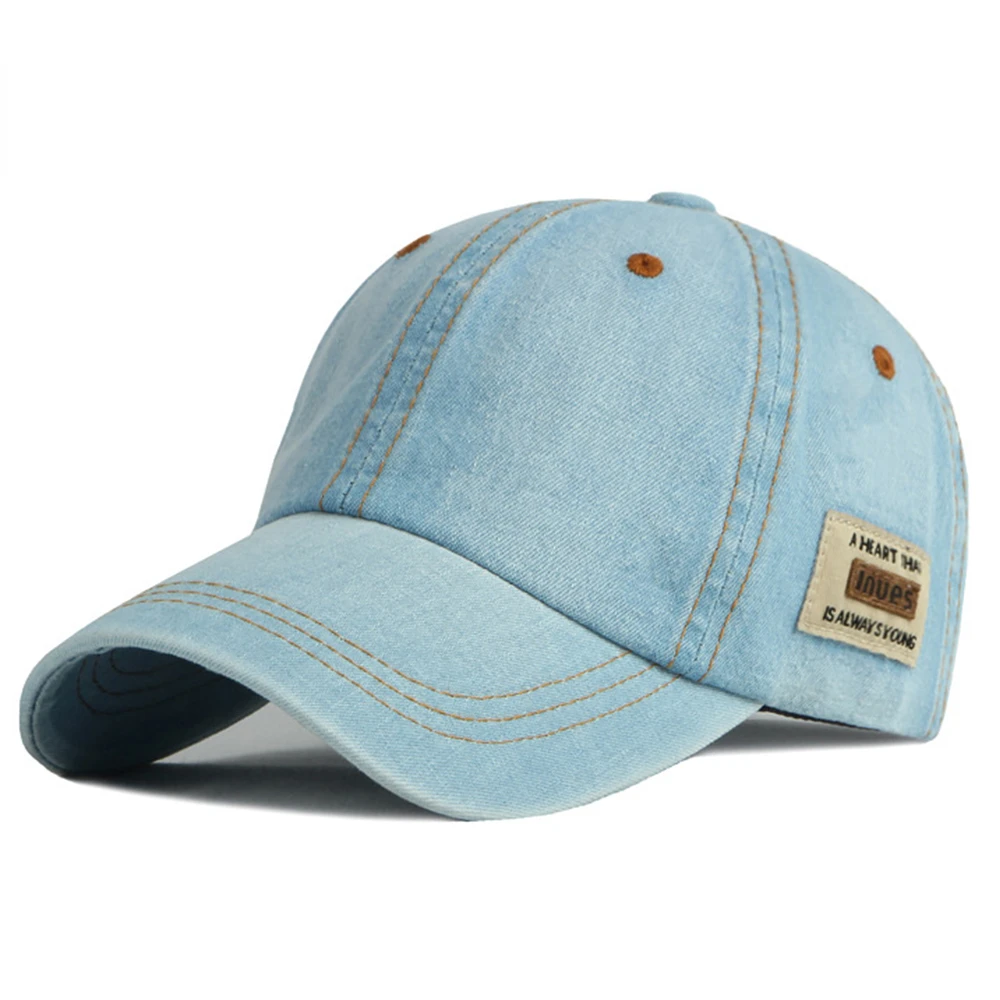 2023HighQualitySkyBlueBaseballCapsForMenWashedDenimWomen