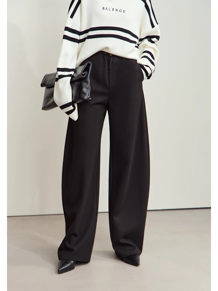 Pantalon Large Femme Taille Élastique - Style Palazzo Chic Et Confortable Pour Automne/Hiver - Idéal Quotidien, Sport Et Voyage