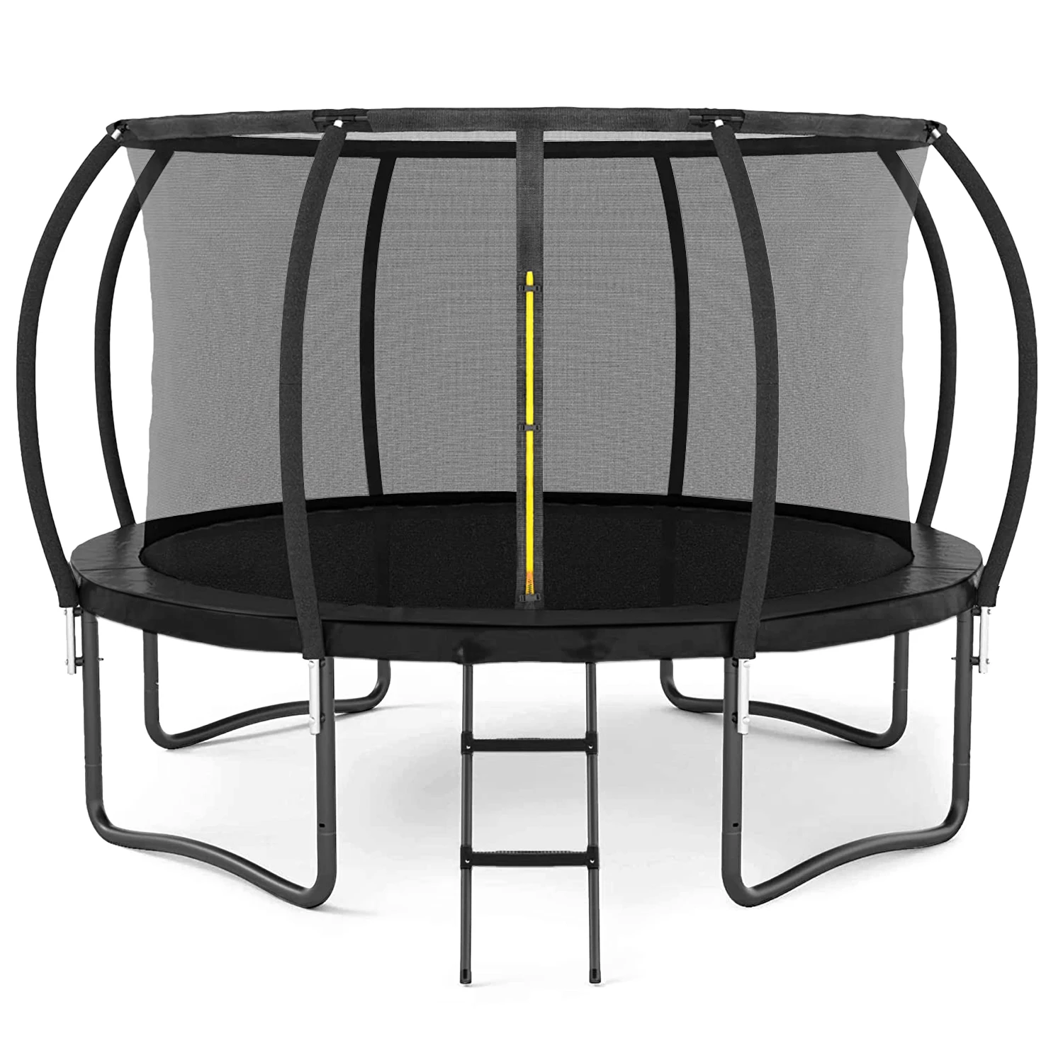 

12FT Outdoor Big Trampoline With Inner Safety Enclosure Net, Ladder, PVC Spring Cover Padding, For Kids, Black Color