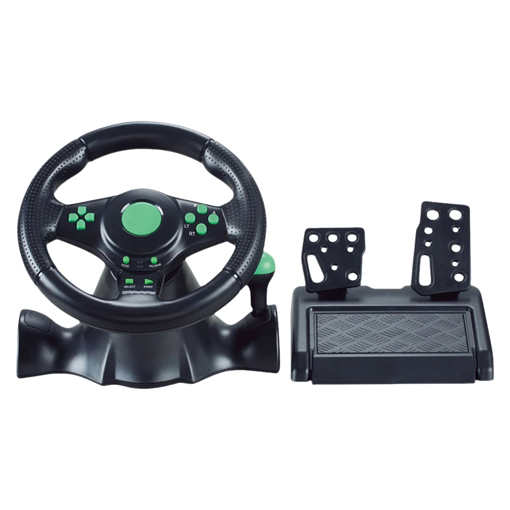 Racing Wheel, PC Gaming Racing Wheel 180 Degree Rotation 3 In 1  Multifunctional For PC 