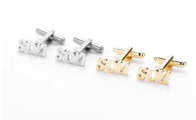 Gemelli Uomo Con Iniziali - Argento In Acciaio, Ideale Per Matrimoni, Regali Aziendali E Natale - Foto 3