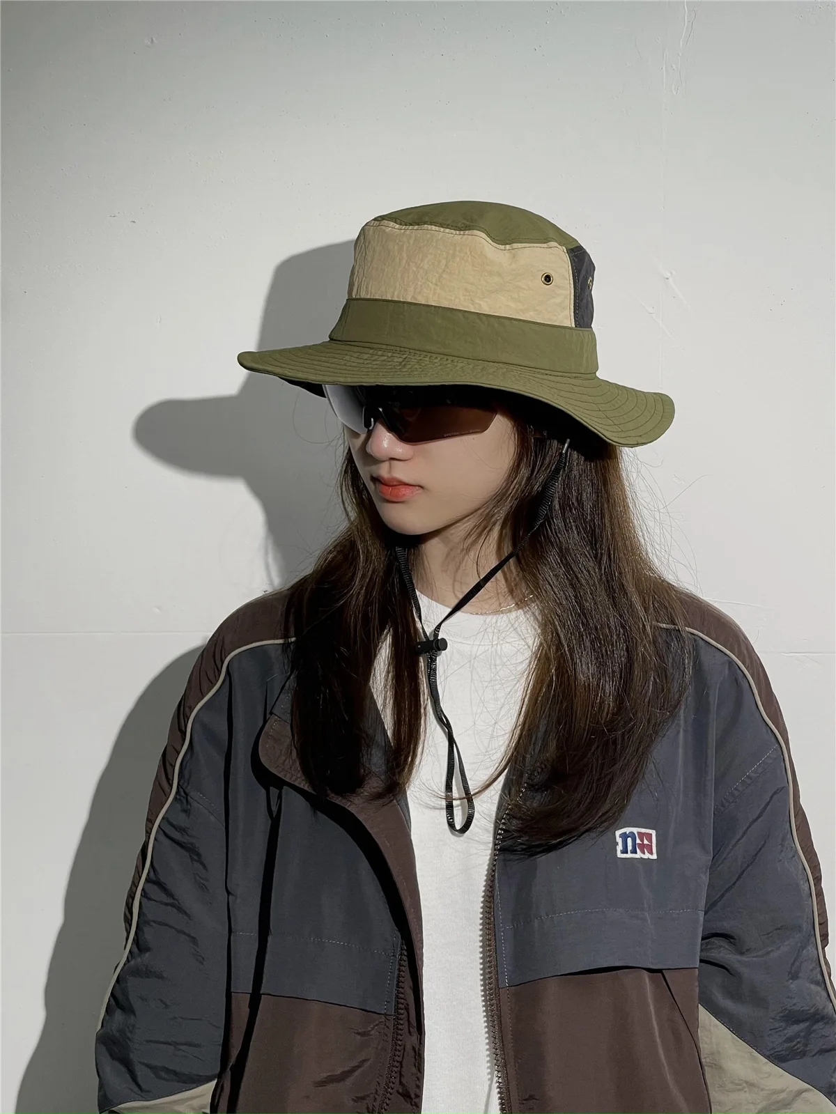 Women Men Japanese Camping Color Block Fisherman Hat Summer Outdoor Windproof Cap Bucket Hats_voghion.com