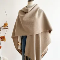 Thickened Cashmere like Women's Scarf Shawl Warm Outerwear Pure Color Winter Fashionable Cowl Neck Wrap Stylish Korean Style