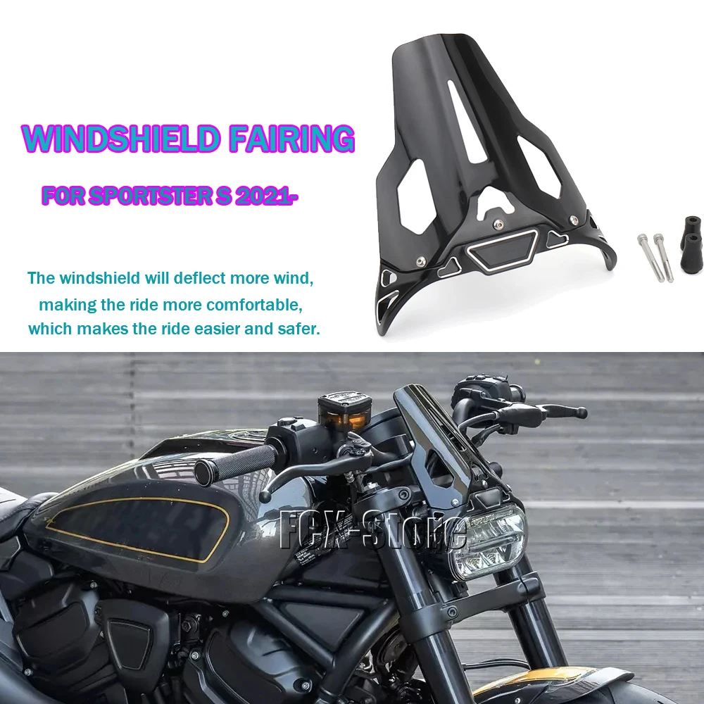 

Motorcycle PC Windscreen Screen Windshield Fairing Accessories Black For Sportster S SPORTSTER S RH1250S 2021 2022 2023