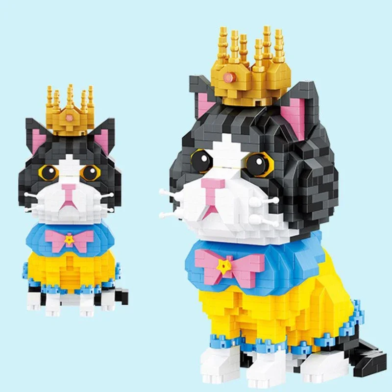 Kawaii Pet Building Blocks Doberman Shiba Inu Poodle Mike Dog Mini Bricks Cat Figure Husky Schnauzer Model Toys For Kids Gift