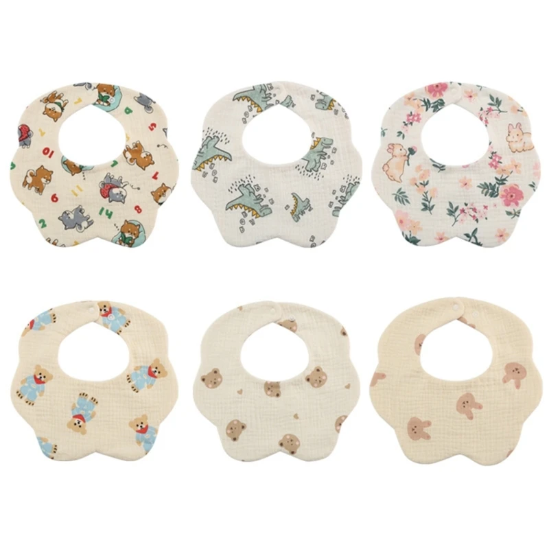 여아용 젖니 턱받이, 다용도 스카프, G99C, 4 층 면 턱받이