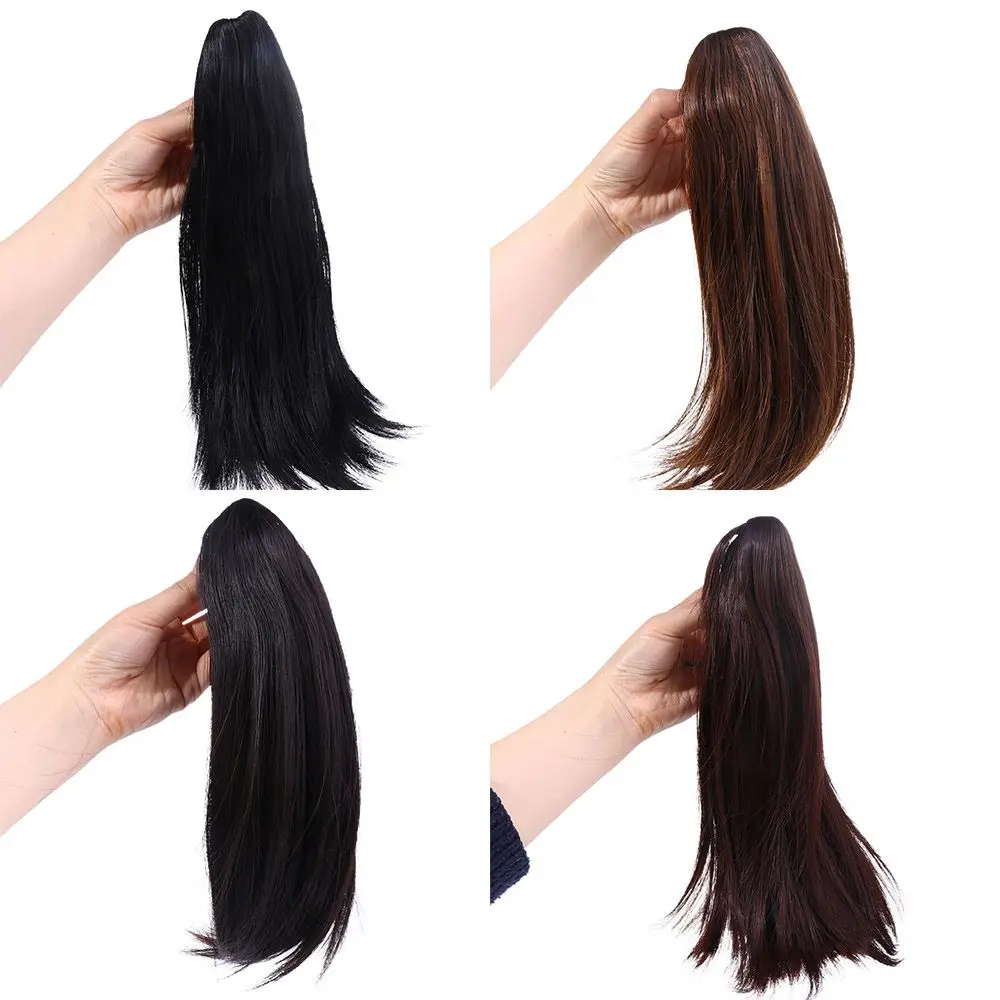 Description Picture 2 of itemFiber Women Invisible Synthetic Girls Fluffy Short Straight Ponytail Pony Tail Hairpiece Claw Clip Ponytail Hair Extension