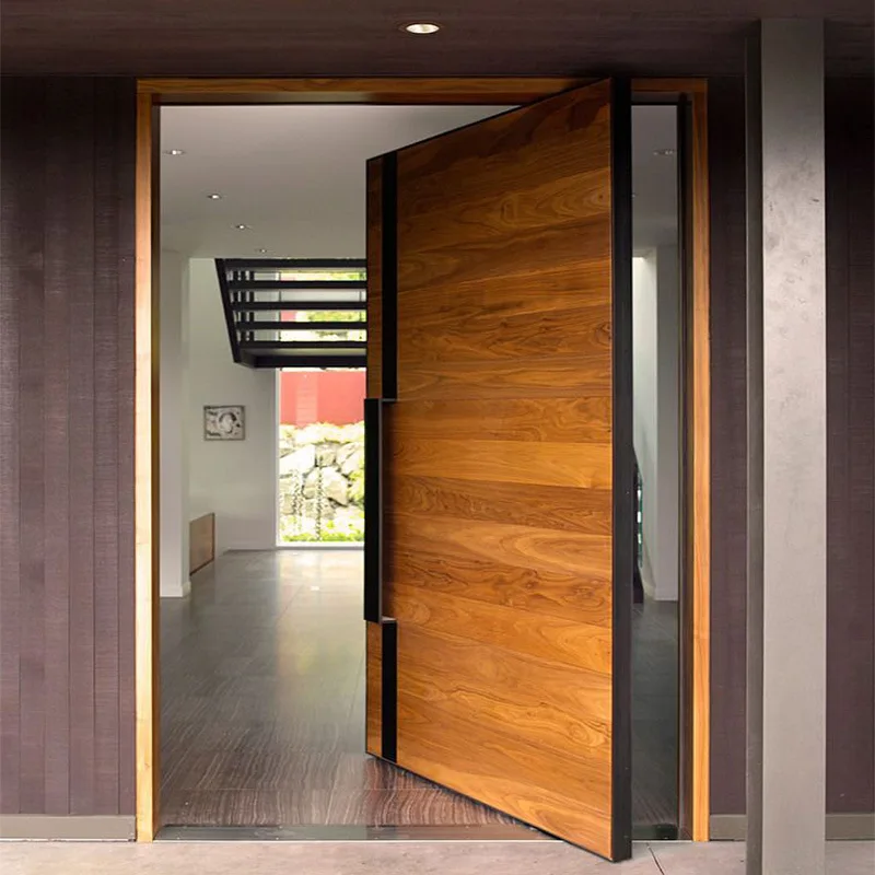 High quality modern wooden material entrance door customized pivot door for villa 2
