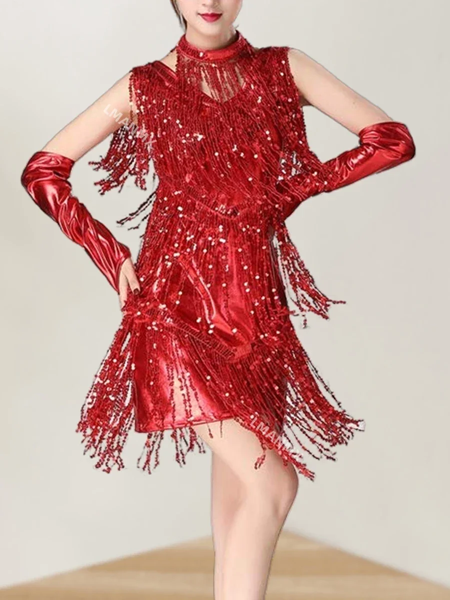 Vestido de baile latino de salón moderno para mujer, traje de