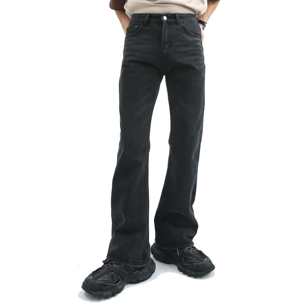 Male Japan Korea Style Vintage Denim Trousers Pant Men High Street Hip Hop Casual Hole Small Flare Jeans Pant 3
